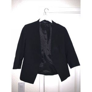 THEORY Lanai Wool Stretch Black Open Front Blazer Jacket SZ 4